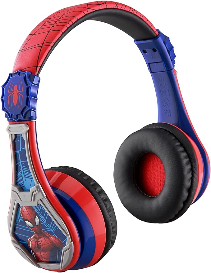 eKids Spiderman - Auriculares inalámbricos Bluetooth portátiles